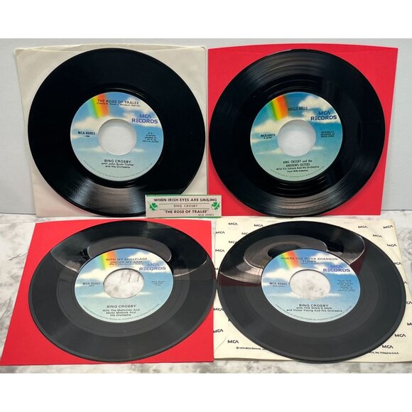 Bing Crosby 45 Record Lot of 4 Holiday Music Christmas St Patricks Day - Picture 2 of 4